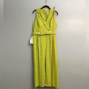 Kay Unger Bright Green Belted Jumpsuit